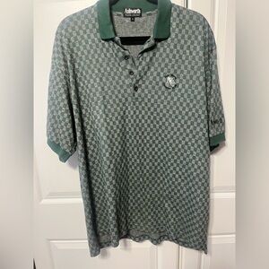 Vintage men's polo shirt by Ashworth- green/grey-size-M